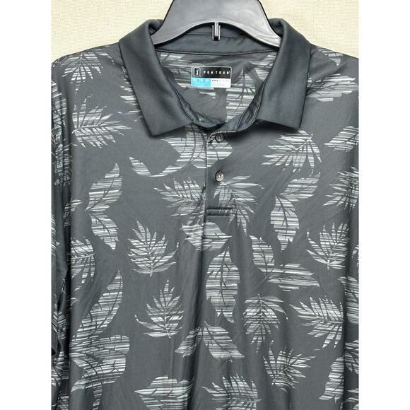 PGA Tour Golf Polo Shirt Short Sleeves Xl Grey With Leaves Print - Picture 1 of 9
